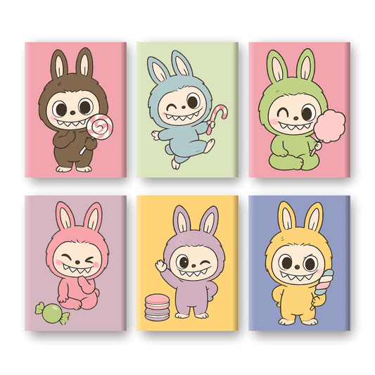 6 Mini Paintings - Cute Doll Set-Paint by numbers