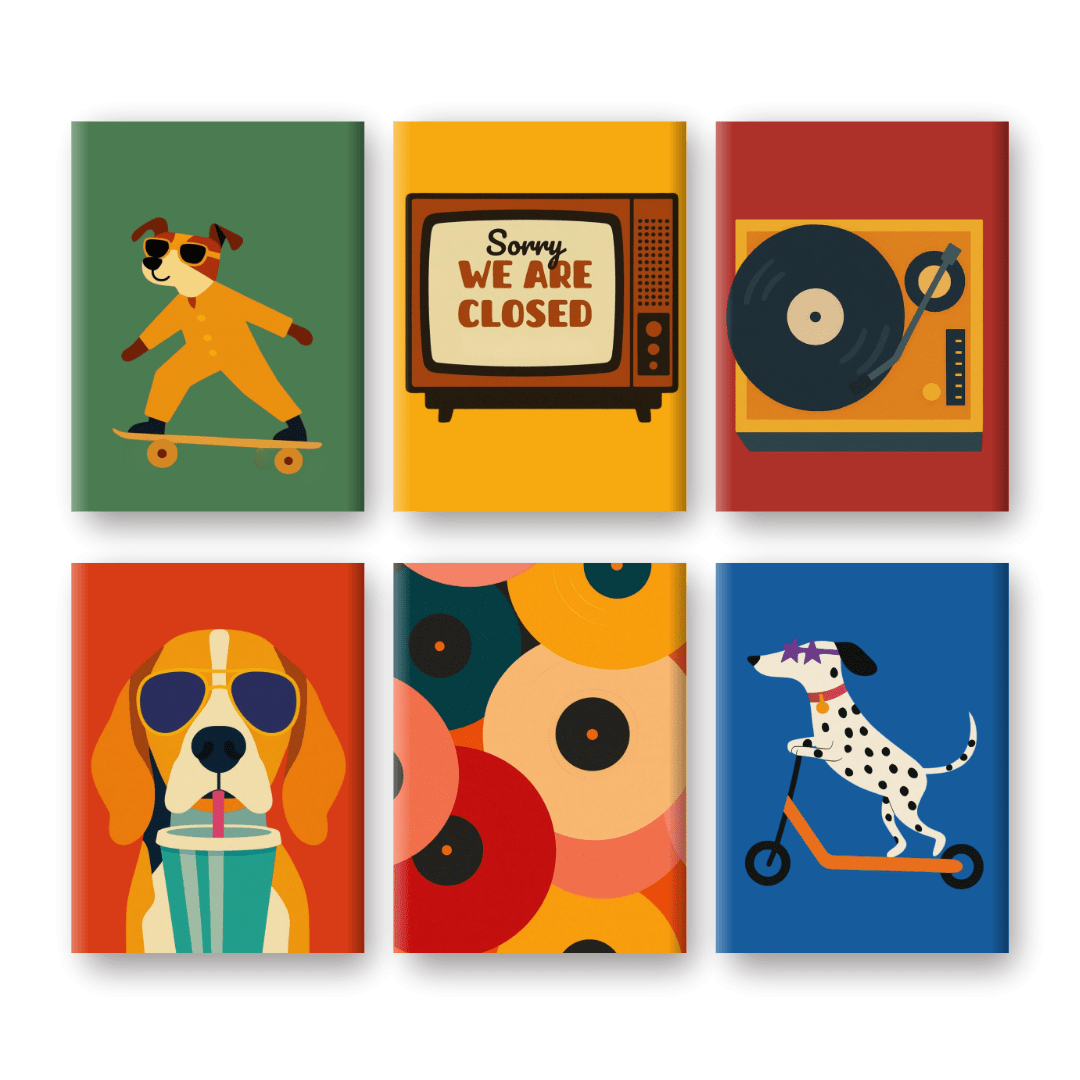 6 Mini Paintings | Dogs & Disco Set- Paint by Numbers