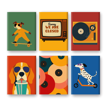 6 Mini Paintings | Dogs & Disco Set- Paint by Numbers