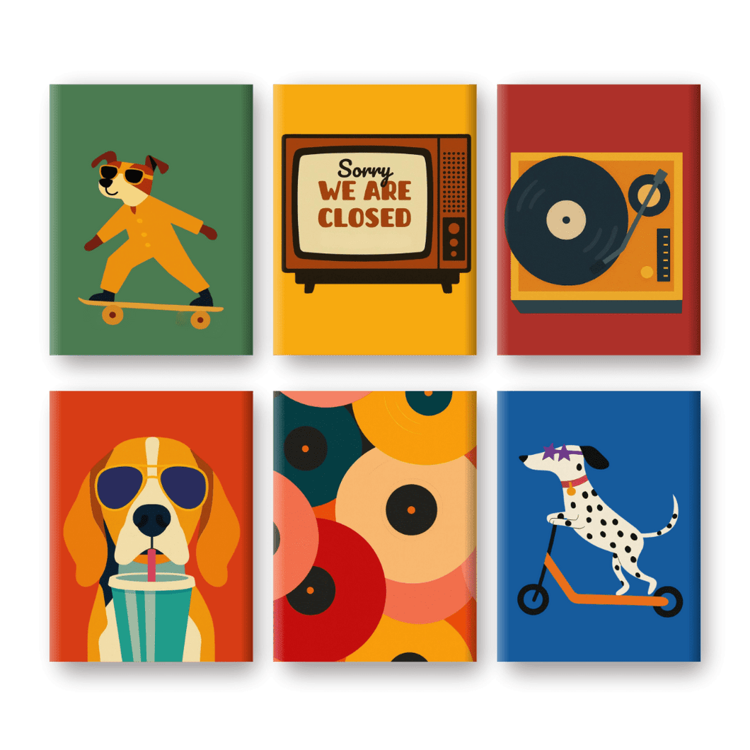 6 Mini Paintings | Dogs & Disco Set Paint by numbers