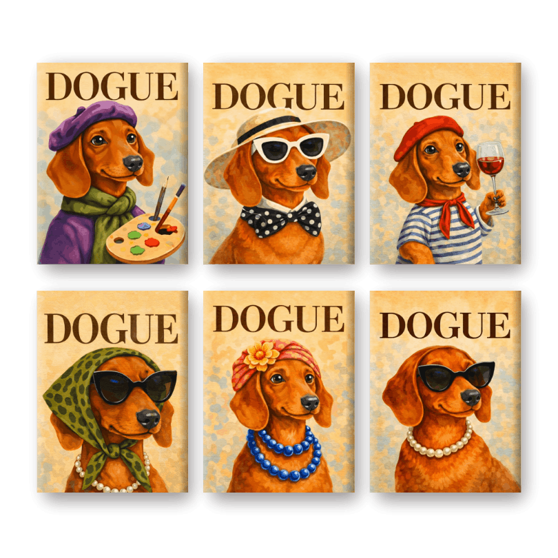 6 Mini Paintings - Dogue Set- Paint by Numbers