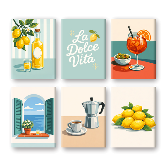 6 Mini Paintings - Dolce Vita Set- Paint by Numbers