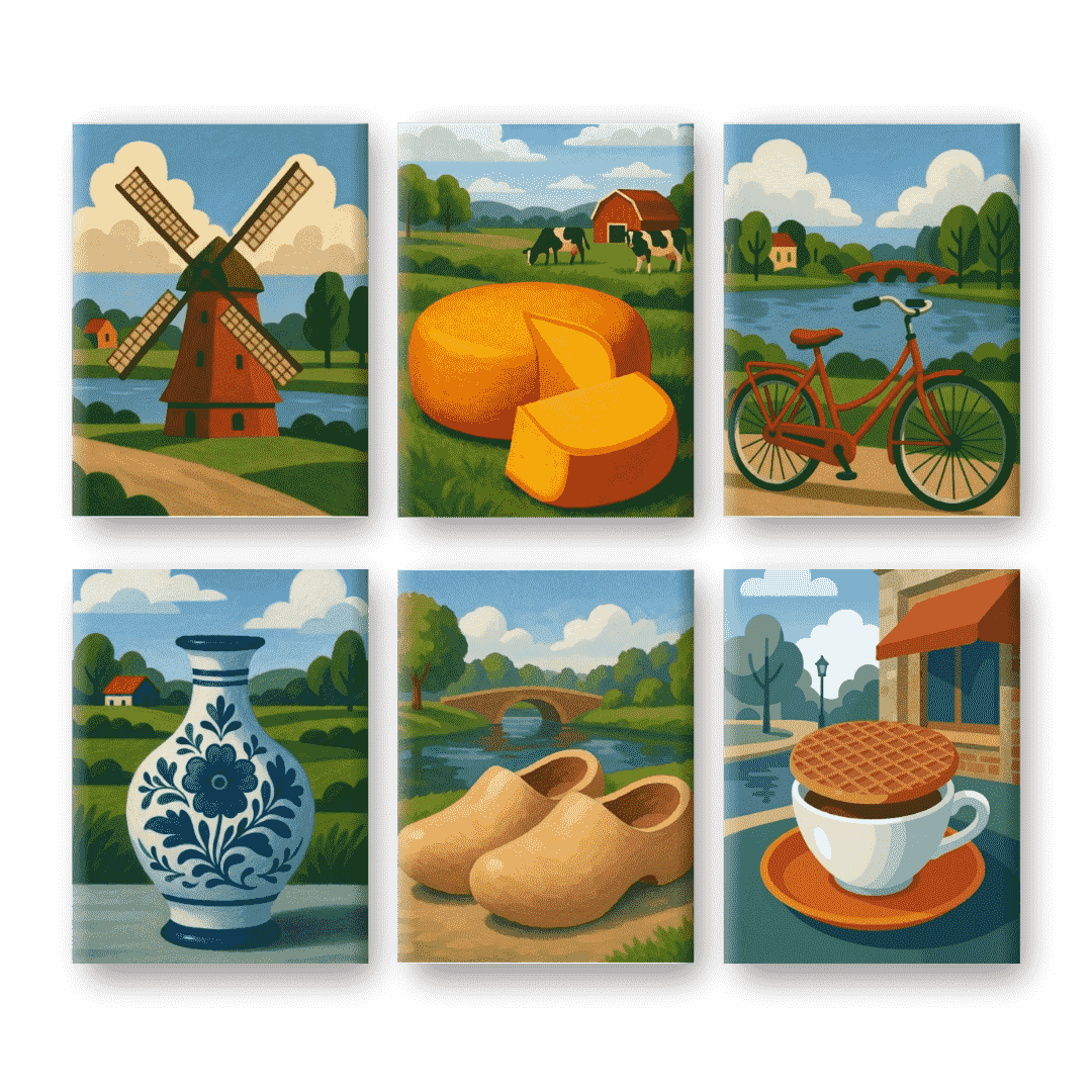 6 Mini Paintings - Dutch Landscapes Set- Paint by Numbers