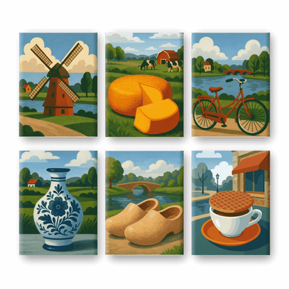 6 Mini Paintings - Dutch Landscapes Set- Paint by Numbers