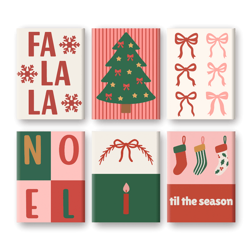 6 Mini Paintings -  Fa La La Christmas Set