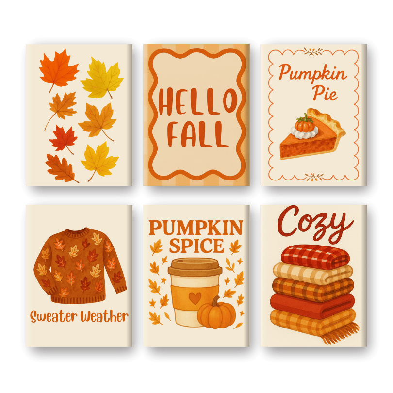 6 Mini Paintings - Fall Set-Paint by numbers