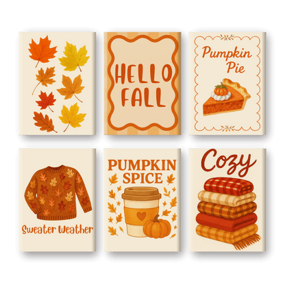 6 Mini Paintings - Fall Set-Paint by numbers