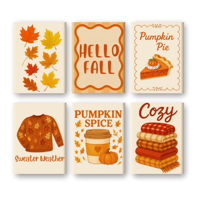 6 Mini Paintings - Fall Set