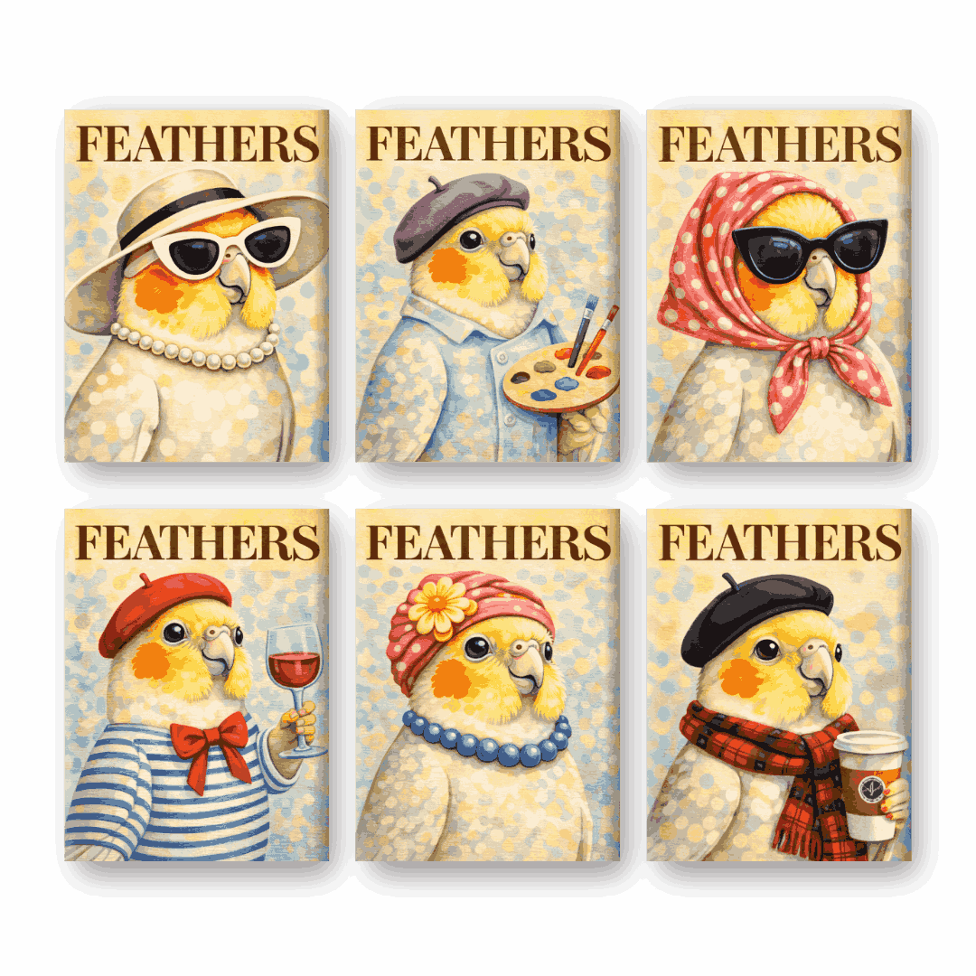 6 Mini Paintings - Feathers Set- Paint by Numbers