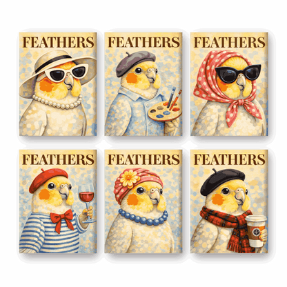6 Mini Paintings - Feathers Set- Paint by Numbers