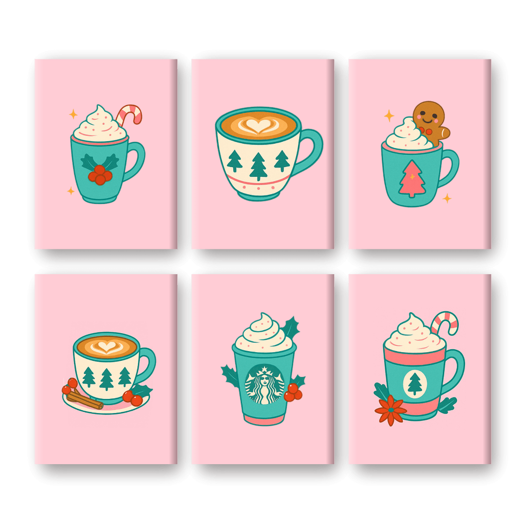 6 Mini Paintings | Festive Mug Set- Paint by Numbers