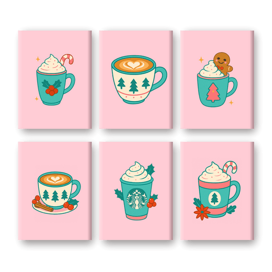 6 Mini Paintings | Festive Mug Set- Paint by Numbers