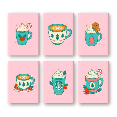 6 Mini Paintings | Festive Mug Set