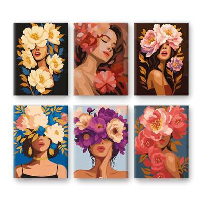 6 Mini-Tableaux - Ensemble Dames Fleuries