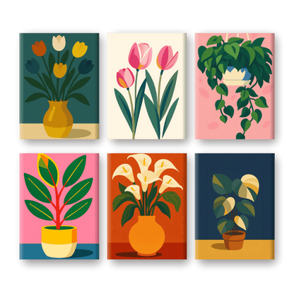 6 Mini Paintings - Flowers & Plants Set- Paint by Numbers