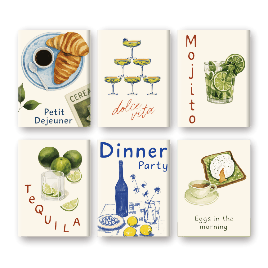 6 Mini Paintings - Food & Drinks Set-Paint by numbers