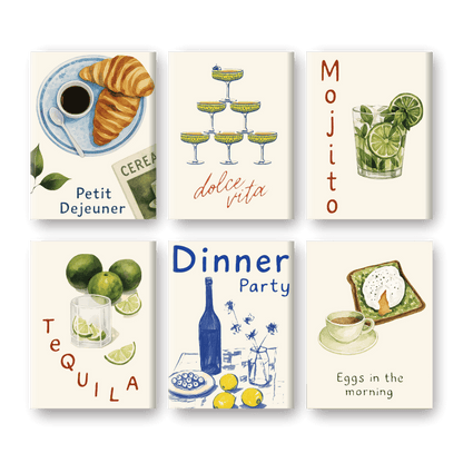 6 Mini Paintings - Food & Drinks Set-Paint by numbers