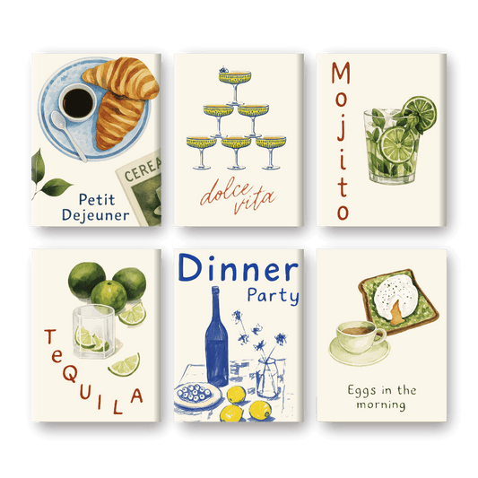 6 Mini Paintings - Food & Drinks Set-Paint by numbers