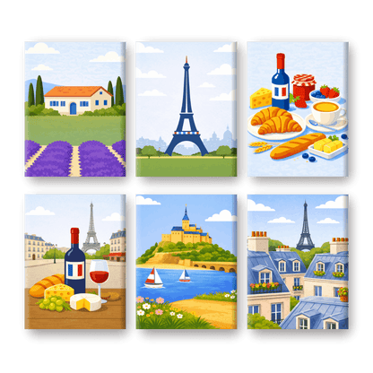 6 Mini Paintings - France Set- Paint by Numbers