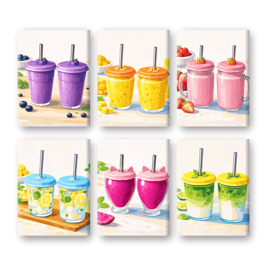 6 Mini Quadri - Fresh Smoothie Set-Dipingi con i Numeri