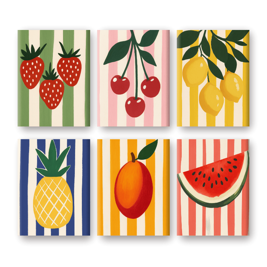 6 Mini Paintings - Fruit Set-Paint by numbers