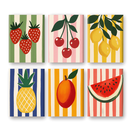 Paint by numbers - 6 Mini Paintings - Fruit Set