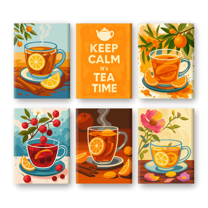6 Mini Paintings - Fruit Tea Set-Paint by numbers