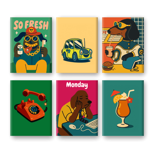 6 Mini Paintings | Funky Dogs Set- Paint by Numbers