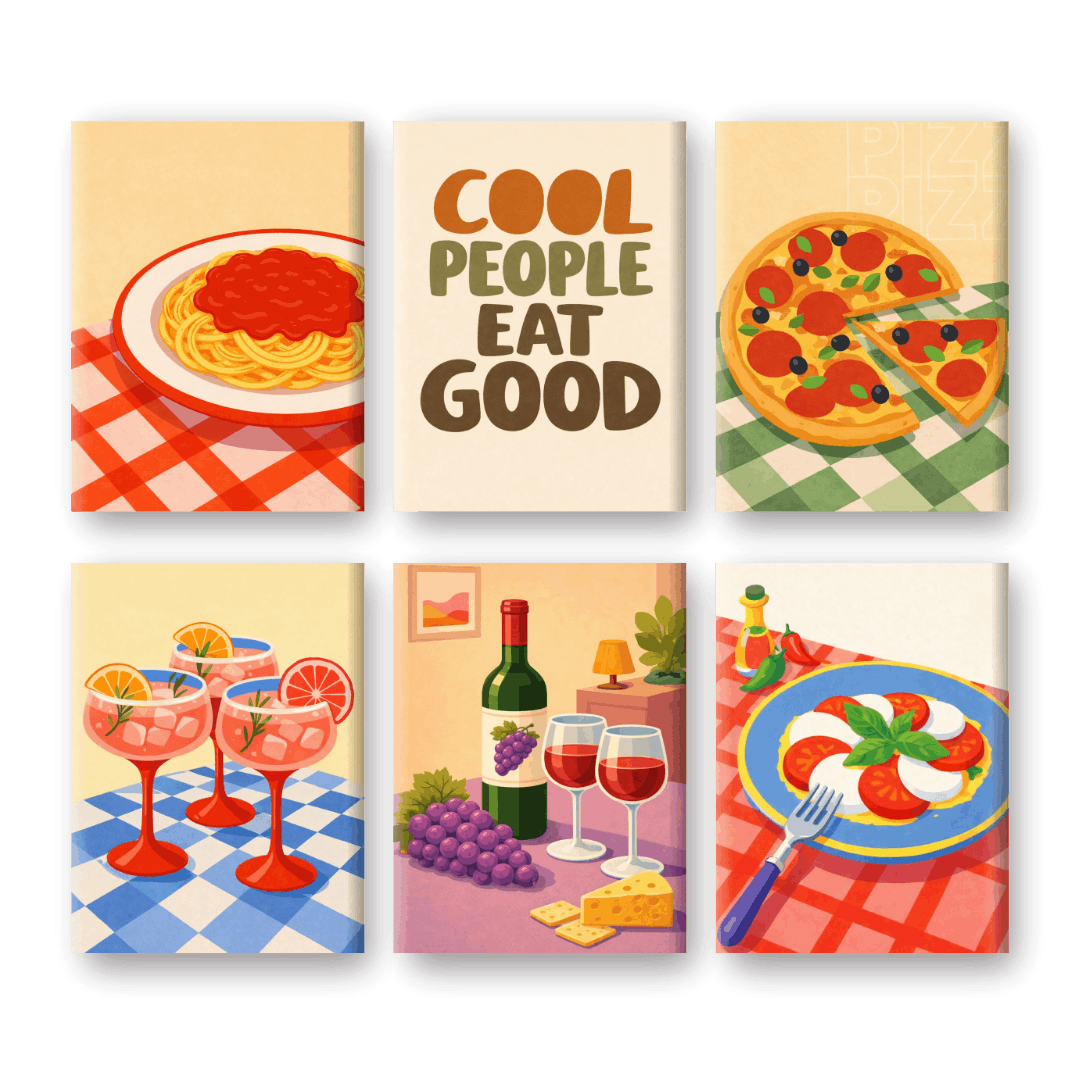 6 Mini Paintings - Good Food Set- Paint by Numbers