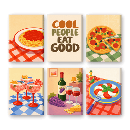 6 Mini Paintings - Good Food Set- Paint by Numbers