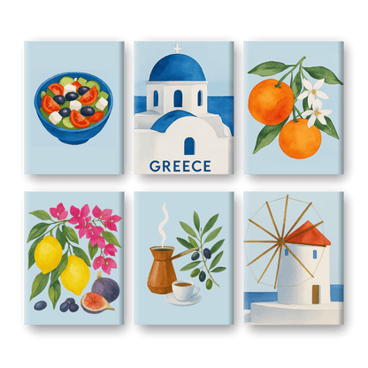 6 Mini Paintings - Greek Summer Set-Paint by numbers