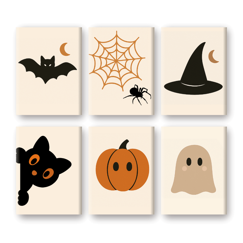6 Mini Paintings   Halloween Set