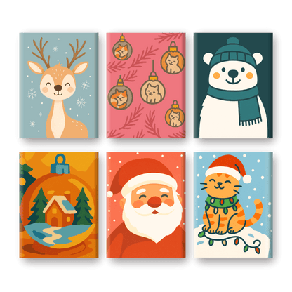 6 Mini Paintings | Happy Christmas Set- Paint by Numbers