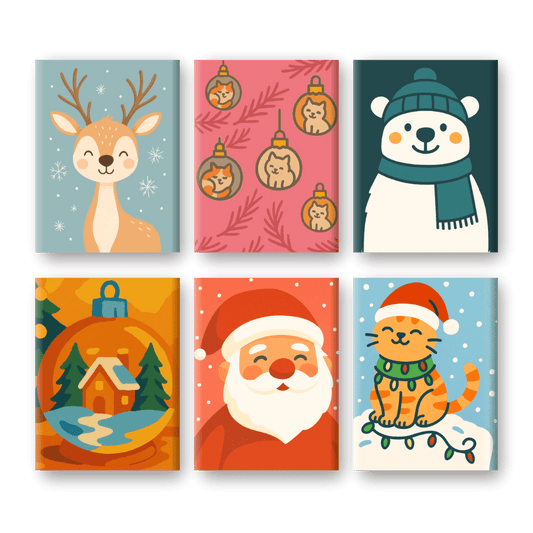 6 Mini Paintings | Happy Christmas Set- Paint by Numbers