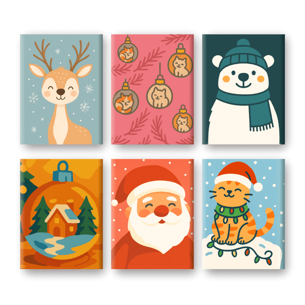 6 Mini Paintings | Happy Christmas Set Paint by numbers