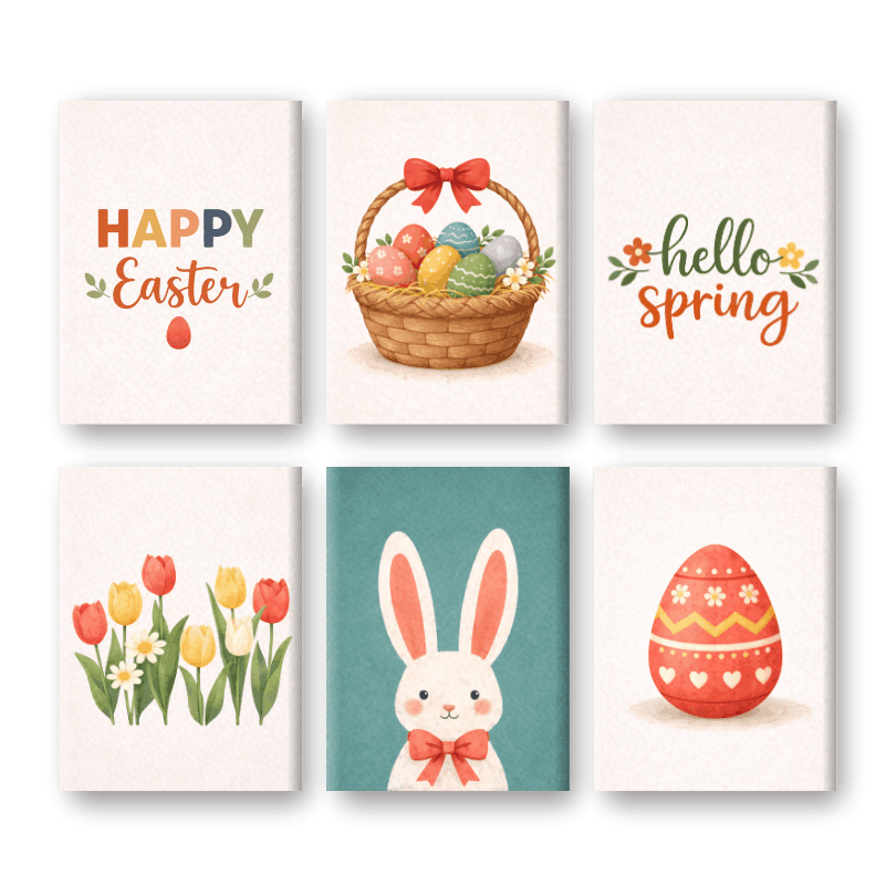 6 Mini Paintings - Happy Easter Set- Paint by Numbers