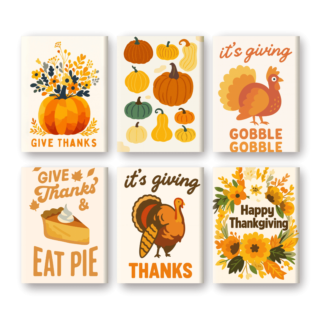 6 Mini Paintings - Happy Thanksgiving Set-Paint by numbers