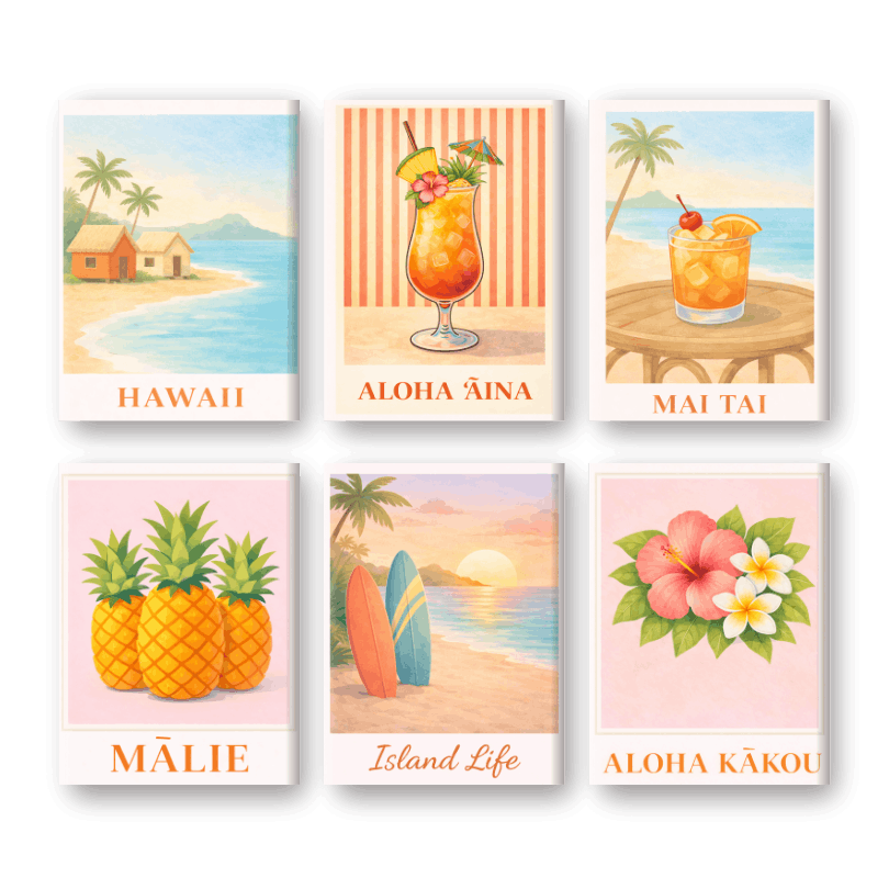 6 Mini Paintings - Hawaii Set- Paint by Numbers