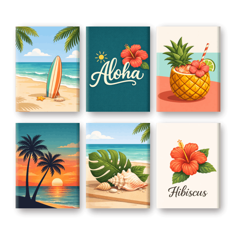 6 Mini Paintings - Hawaiian Aloha Set- Paint by Numbers