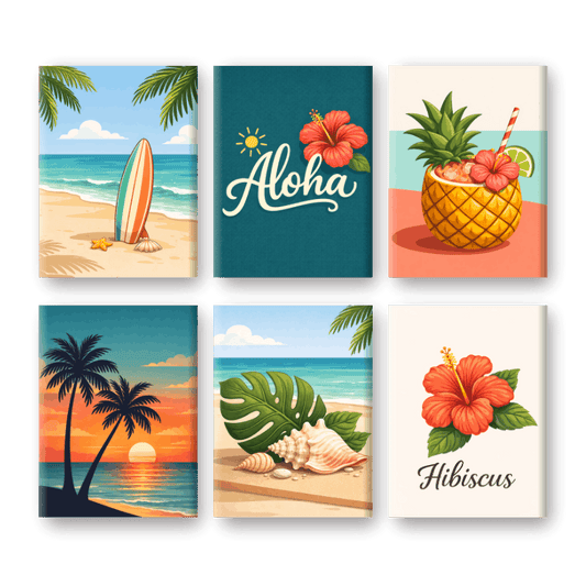 6 Mini Paintings - Hawaiian Aloha Set- Paint by Numbers