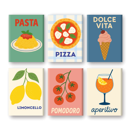 6 Mini Paintings - Italian Aperitivo Set