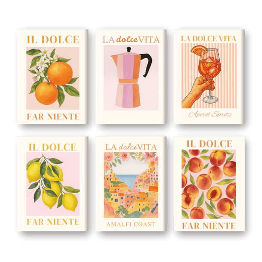 6 Mini Paintings - Italian ''Dolce Vita'' Set-Paint by numbers
