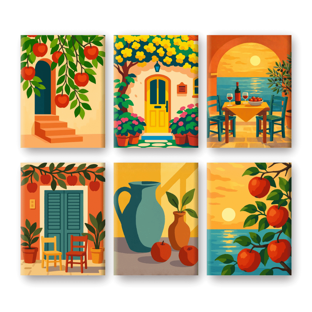 6 Mini Paintings - Italian Moments Set- Paint by Numbers