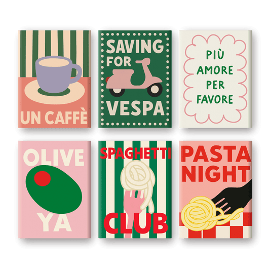 6 Mini Paintings - Italian Pasta & Coffee Set-Paint by numbers