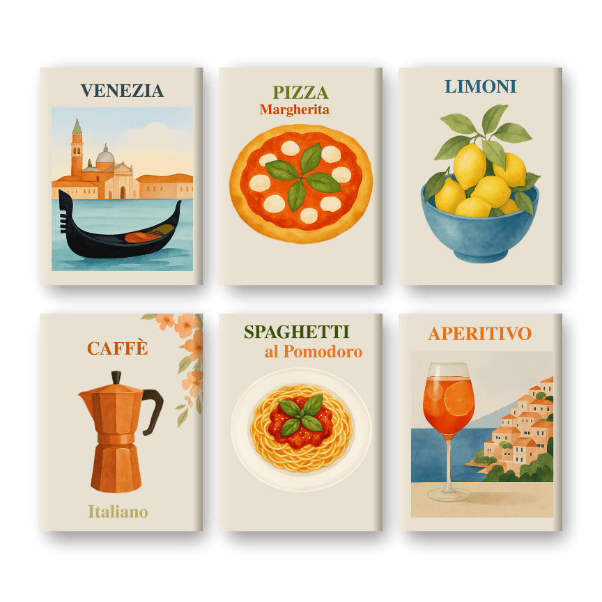 Paint by numbers   6 Mini Paintings   Italian Summer Set