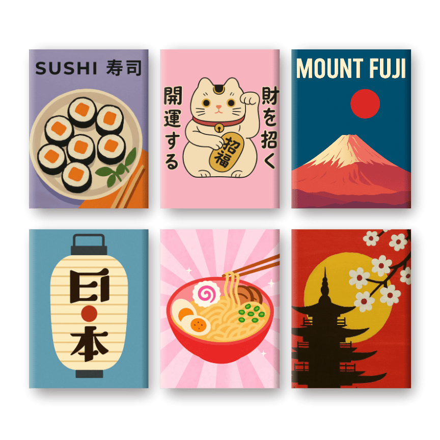 6 Mini Paintings   Japan Set