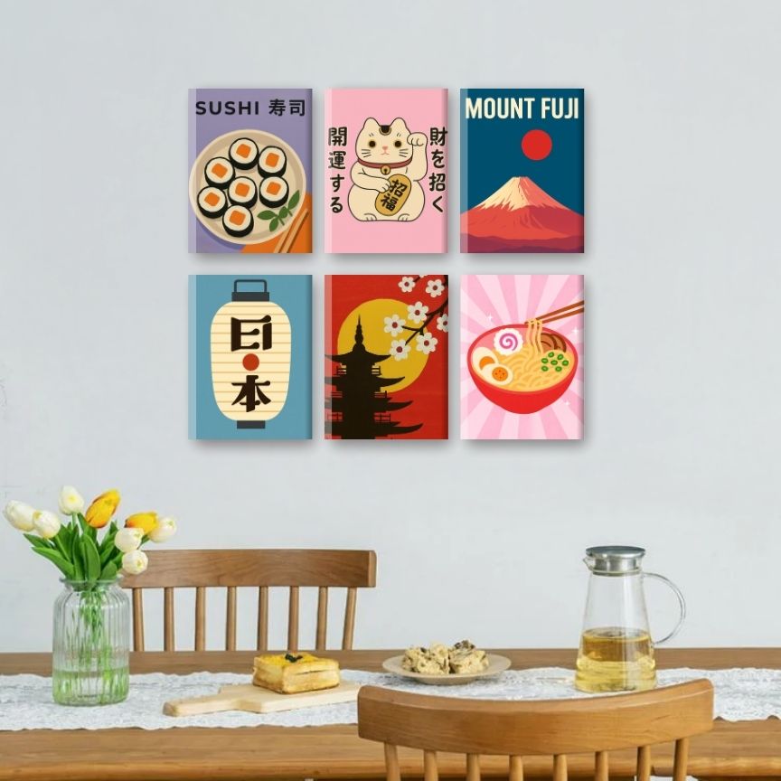 6 Mini Paintings - Japan Set Mockup