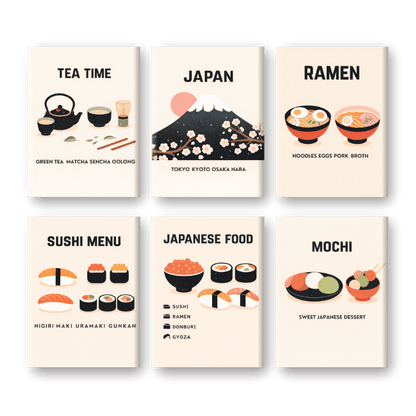 6 Mini Paintings - Japanese Dinner Set- Paint by Numbers