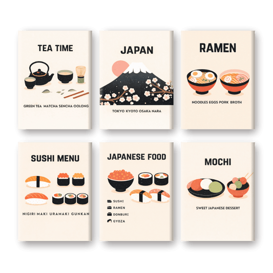 6 Mini Paintings - Japanese Dinner Set- Paint by Numbers