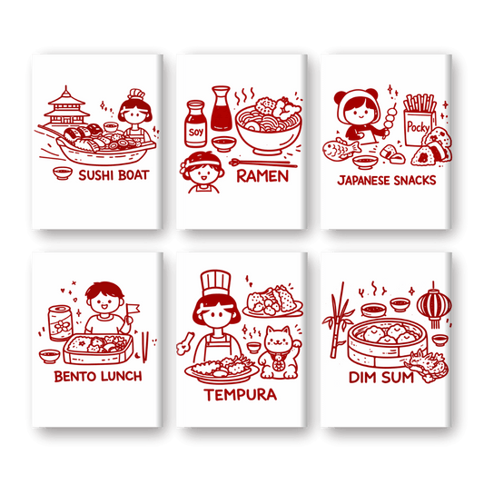 6 Mini Quadri - Kawaii Food Set-Dipingi con i Numeri